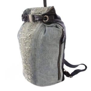 DIESEL リュックサック バックパック デニム 切替 ロゴ ダメージ加工 バイカラー 青 ブルー 黒 ブラック /BB