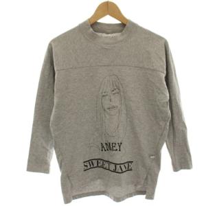 Tシャツ カットソー プリント 長袖 グレー /HN