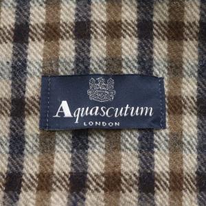 Aquascutum マフラー フリンジ チェック柄 ベージュ 茶 ブラウン 紺 ネイビー /AN23