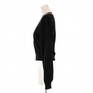 Lily Brown LilyBrown MARY QUANT 23AW ジャガードニット セーター 長袖 クルーネック ショート丈 ロゴ ストレッチ