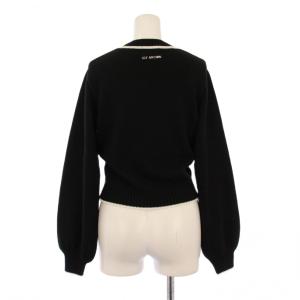 Lily Brown LilyBrown MARY QUANT 23AW ジャガードニット セーター 長袖 クルーネック ショート丈 ロゴ ストレッチ