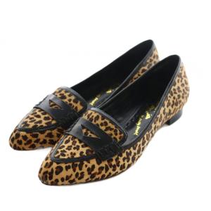 パンプス 36.5 黒 ブラック 茶 ブラウン アニマル柄 ヒョウ柄 /AQ OS