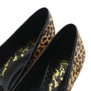 alice + olivia パンプス 36.5 黒 ブラック 茶 ブラウン アニマル柄 ヒョウ柄 /AQ OS