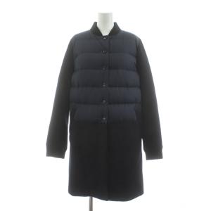 COAT ダウンコート ロング 切替 ウール 38 紺 ネイビー /KU