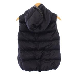 DUVETICA ダウンベスト ジャケット ジップアップ ショート丈 ワンカラー フード ウール カシミヤ混 40 紺 ネイビー