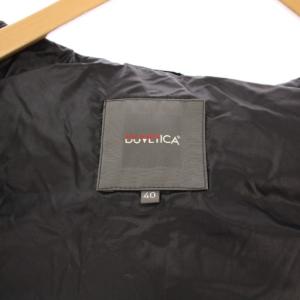 DUVETICA ダウンベスト ジャケット ジップアップ ショート丈 ワンカラー フード ウール カシミヤ混 40 紺 ネイビー