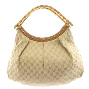 バンブー GGキャンバス ハンドバッグ ベージュ ブラウン 124293