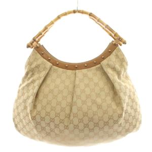 GUCCI バンブー GGキャンバス ハンドバッグ ベージュ ブラウン 124293