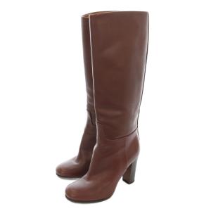 レザー ロングブーツ ヒール 36.5 茶 ブラウン /G