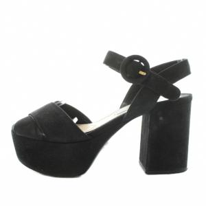 PRADA サンダル 厚底 ストラップ スエード 35.5 黒 ブラック /AN12