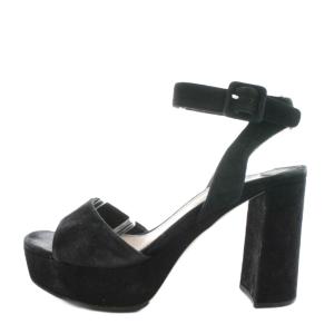 miumiu サンダル チャンキーヒール ストラップ スエード 36.5 黒 ブラック /AN30