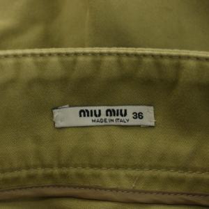 miumiu 台形スカート ミニ丈 ベルト コットン 36 カーキ /AN29