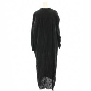 NE QUITTEZ PAS! Linen China Botton Dress ワンピース マキシ ロング 麻 リネン混 長袖 黒 ブラック