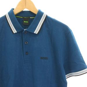 HUGO BOSS タグ付き REGULAR FIT 鹿の子ポロシャツ カットソー 半袖 M 青 ブルー 10241663