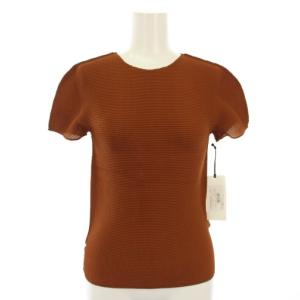 カットソー プリーツ 半袖 茶 ブラウン MI93FK356 /TK