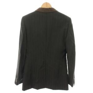D&G テーラードジャケット シングル ストライプ柄 絹 シルク混 40 茶 ブラウン 黒 ブラック SJ0343