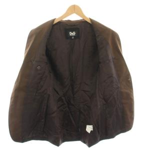 D&G テーラードジャケット シングル ストライプ柄 絹 シルク混 40 茶 ブラウン 黒 ブラック SJ0343