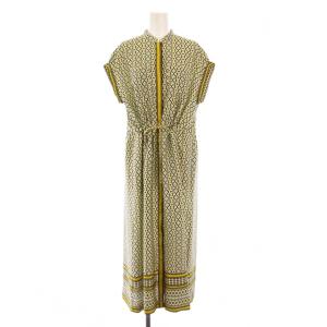 23SS アルハンブラプリントドローストリングシャツワンピース ミモレ ロング フレンチスリーブ 半袖