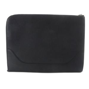 クラッチバッグ レザー ロゴ 黒 ブラック /SR