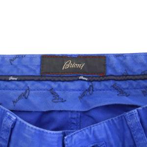 BRIONI テーパードパンツ スラックス ジップフライ ワンカラー ロゴパッチ 34 青 ブルー /BB