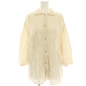 SUKASHI KNIT SHIRT ニット シャツ ブラウス シアー 七分袖 白 ホワイト 8628-299-0076