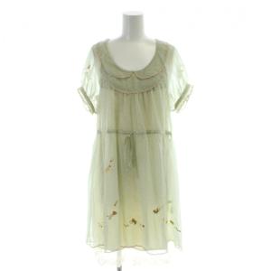 ワンピース ミニ M 緑 グリーン 総柄 インナー付き /AP