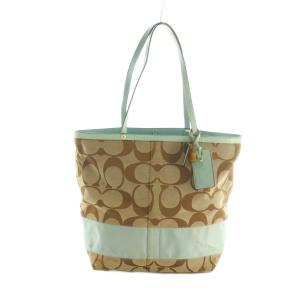 トートバッグ シグネチャー柄 バイカラー ベージュ ミントグリーン 10125 /MI
