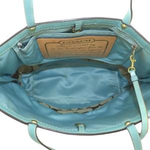 COACH トートバッグ シグネチャー柄 バイカラー ベージュ ミントグリーン 10125 /MI