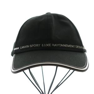 LANVIN SPORT キャップ 帽子 リボン 黒 ブラック ライン入り /AQ OS