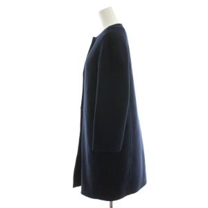 Max Mara The cube ノーカラーコート 34 ネイビー