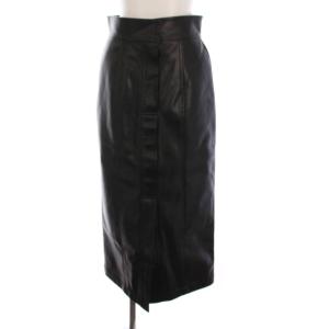 24AW タイトスカート ロング フェイクレザー 36 黒 ブラック スリット 0302-060-244
