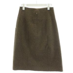 FENDI フレアスカート ひざ丈 ウール シルク 絹 40 茶 ブラウン /AN49