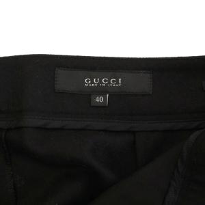 GUCCI テーパードパンツ スラックス ジップフライ ウール カシミヤ混 ワンカラー 40 黒 ブラック /BB