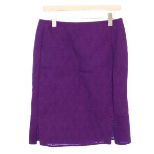 スカート ひざ丈 タイト 総柄 紫 291032 /KH