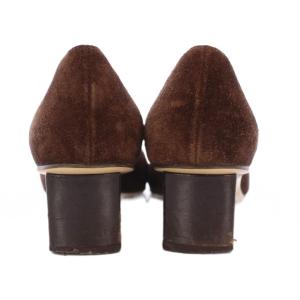 Salvatore Ferragamo パンプス スクエアトゥ チャンキーヒール ローヒール スエード 9 茶 ブラウン /BB