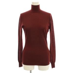 カシミヤ100 ニット ハイネック カットソー 長袖 36 ボルドー /G