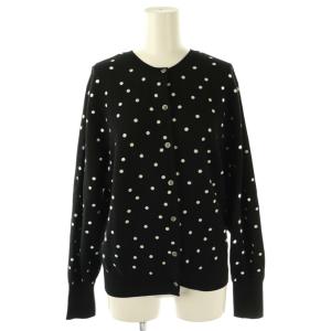 カーディガン ニット 長袖 ドット柄 コットン 38 黒 白 /NR OS