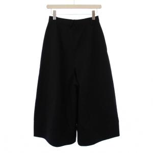 ENFOLD FINE WOOL ギャバワイドパンツ タック ジップフライ ウール 無地 ワンカラー 38 黒 ブラック