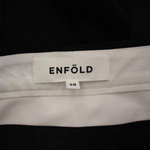 ENFOLD FINE WOOL ギャバワイドパンツ タック ジップフライ ウール 無地 ワンカラー 38 黒 ブラック