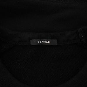 DENHAM スウェット トレーナー 長袖 クルーネック ロゴ ストレッチ ワンカラー S 黒 ブラック /BB