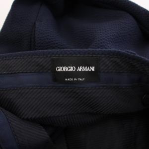 GIORGIO ARMANI テーパードパンツ スラックス ジップフライ ストレッチ ワンカラー ウール 無地 52 紺 ネイビー /BB