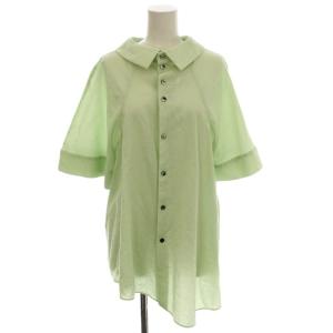 25AW HIGH-NECK BLOUSE シャツ ブラウス 半袖 38 黄緑 グリーン 300IA230-0781