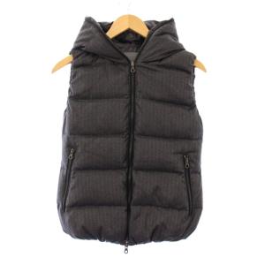 FEBEDUE ダウンベスト ジャケット アウター ショート丈 ジップアップ フード ワンカラー ウール