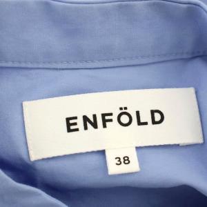 ENFOLD 配色 コットン タイプライター ワンピース 38 ブルー オレンジ 300FS233-1480