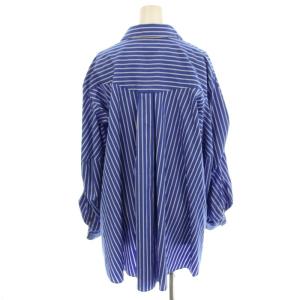 ENFOLD 24AW DISTORTION SHIRT ストライプ柄 38 ブルー 300HA230-1250