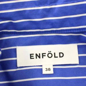 ENFOLD 24AW DISTORTION SHIRT ストライプ柄 38 ブルー 300HA230-1250