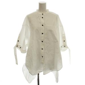 25AW NOTE SHIRT バンドカラー シャツ ブラウス 半袖 38 白 ホワイト 300IA230-2561