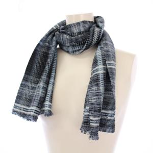 BOTTEGA VENETA ストール チェック シルク 青 黒 /KH OH