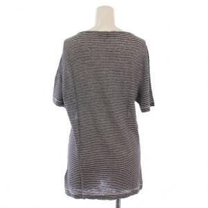 GUCCI Tシャツ カットソー 半袖 クルーネック ボーダー柄 リネン M 黒 /BM