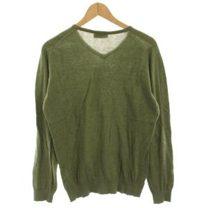 JOHN SMEDLEY ニット カットソー 薄手 Vネック 長袖 S 緑 グリーン /HN